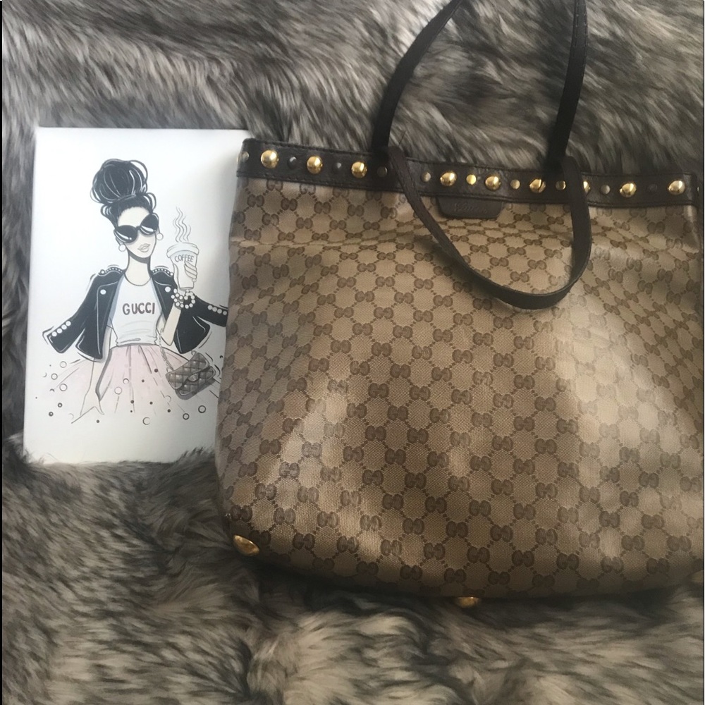 Gucci GG Crystal Canbas and Leather Tote Bag